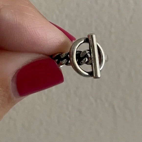 New Toggle 925 Sterling Silver Cuban Chain Ring Adjustable - Picture 6 of 9